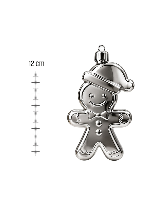 Waldern 3lü 12 cm Kurabiye Adam Yılbaşı Çam Ağacı Süsü Gümüş