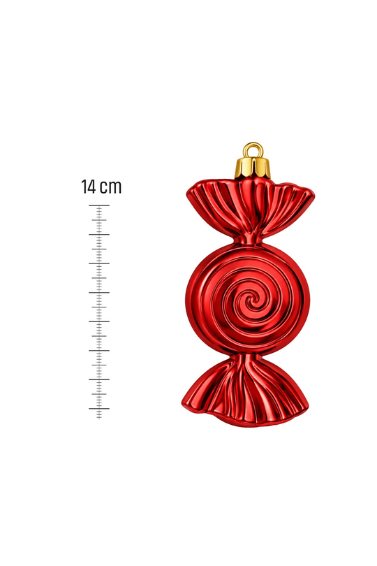 Waldern 3lü 14 cm Şeker Yılbaşı Çam Ağacı Süsü Kırmızı