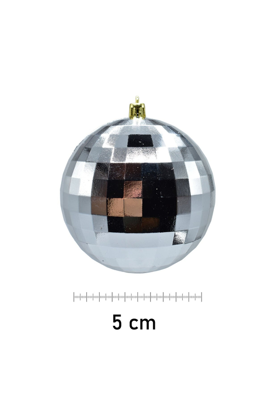 Waldern 5 cm Cici Top 6lı Disko Parlak Gümüş Yılbaşı Süsü