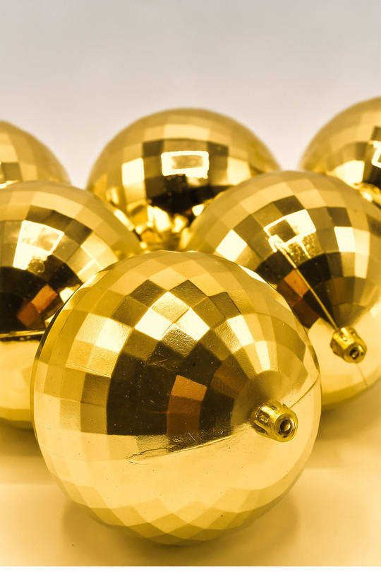 Waldern 6 Lı 10 Cm Disko Yılbaşı Ağacı Süsü Cici Top Gold