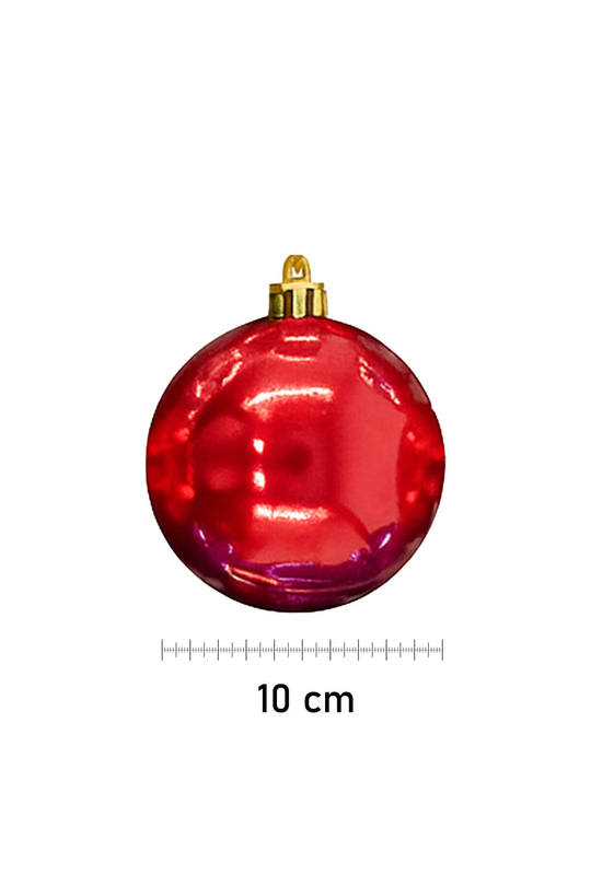 Waldern 6 Lı 10 Cm Parlak Yılbaşı Ağacı Süsü Cici Top Kırmızı