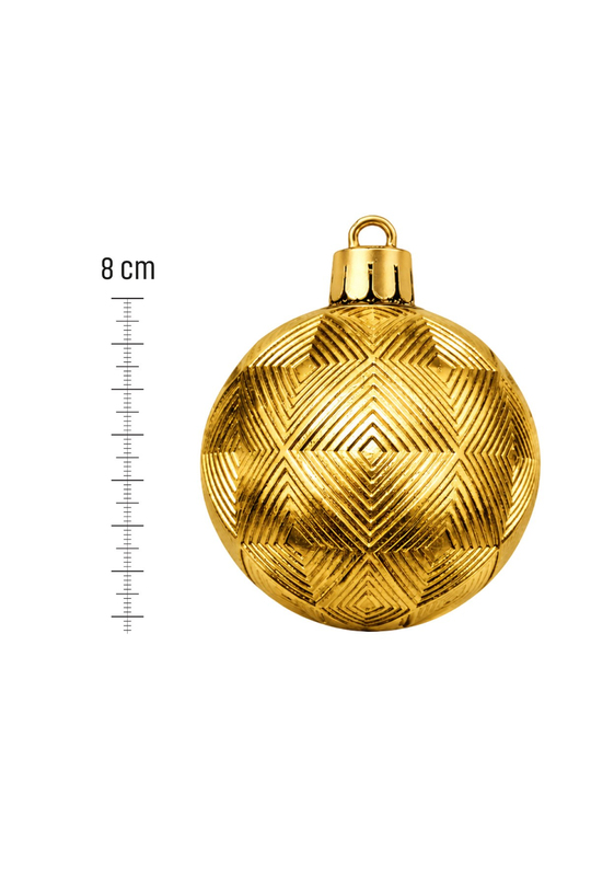 Waldern 6lı 8 cm Geo Desenli Yılbaşı Çam Ağacı Süsü Gold