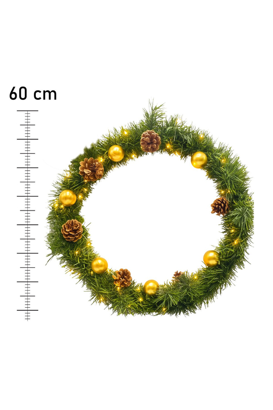 Waldern Luxury Dekoratif Yılbaşı 60cm Işıklı Kapı Süsü