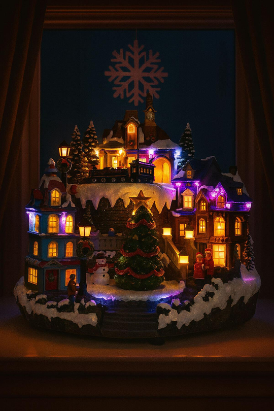 Waldern Premium Collection Işıklı Noel Şehir Dekoratif Yılbaşı Süsü