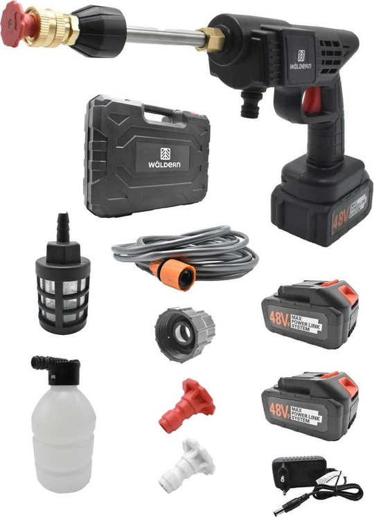 Waldern Şarjlı Basınçlı Araç Yıkama Makinesi Çift Batarya 48V (24V+24V)