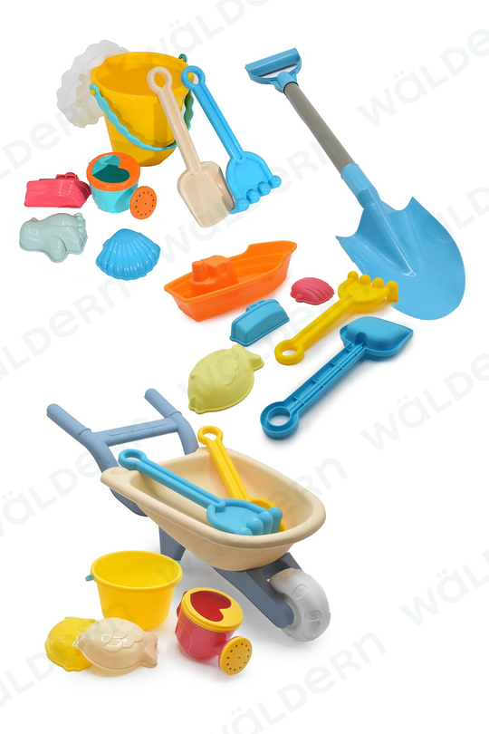 Waldern Toys Lux 24 Parça El Arabası Gemi Büyük Orta Boy Kova Kürek Takımı Plaj Kum Oyun Seti