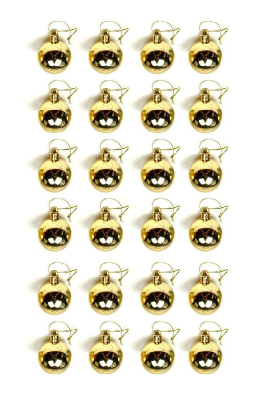 Waldern Yılbaşı Çam Ağacı Süsü Gold 4 Cm 24lü Cici Top