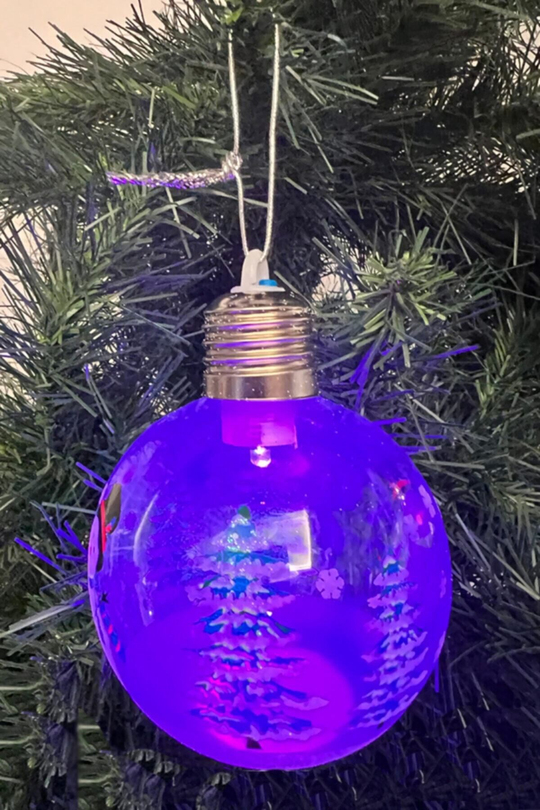 Yılbaşı Ağaç Noel Desenliı Işıklı Ampul Süs