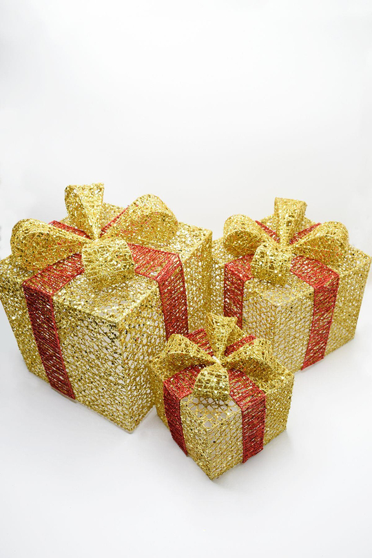 Yılbaşı Çam Ağacı Hediye Paketi Büyük Boy Gold 26*26*26 Cm