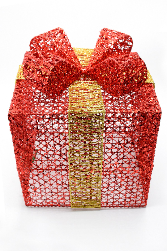Yılbaşı Çam Ağacı Hediye Paketi Küçük Boy Kırmızı-altın 16*16*16 Cm