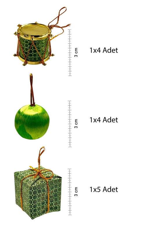 Yılbaşı Çam Ağacı Süsü 3cm 13lü Davul-cici Top- Hediye Paketi