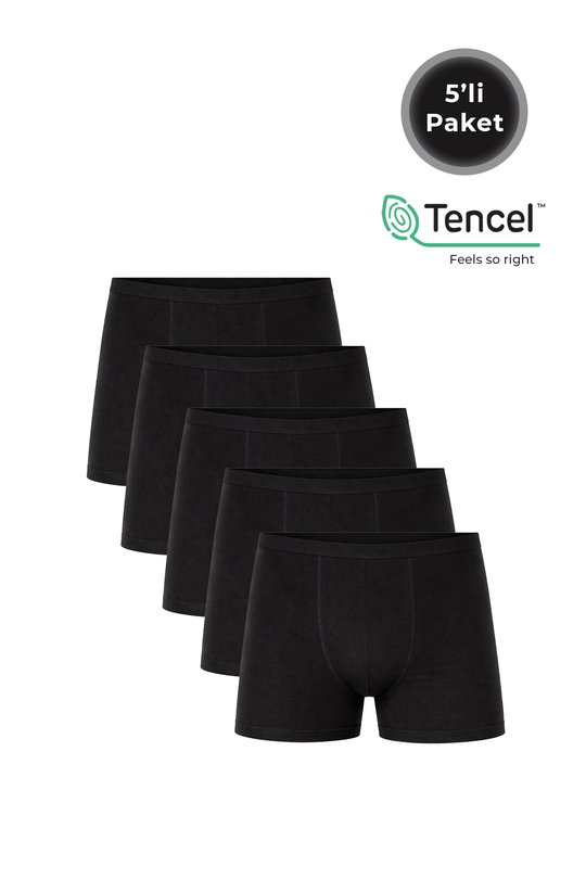 5li Paket Erkek İnce Bel Modal Boxer | Siyah K11897