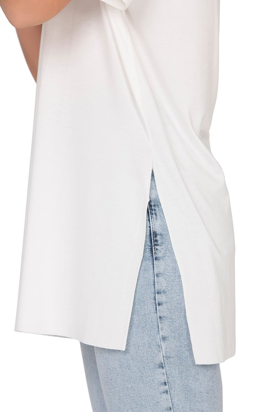 Kadın Oversize Basic Minimal Yazı Detaylı Bluz | Ekru 27082