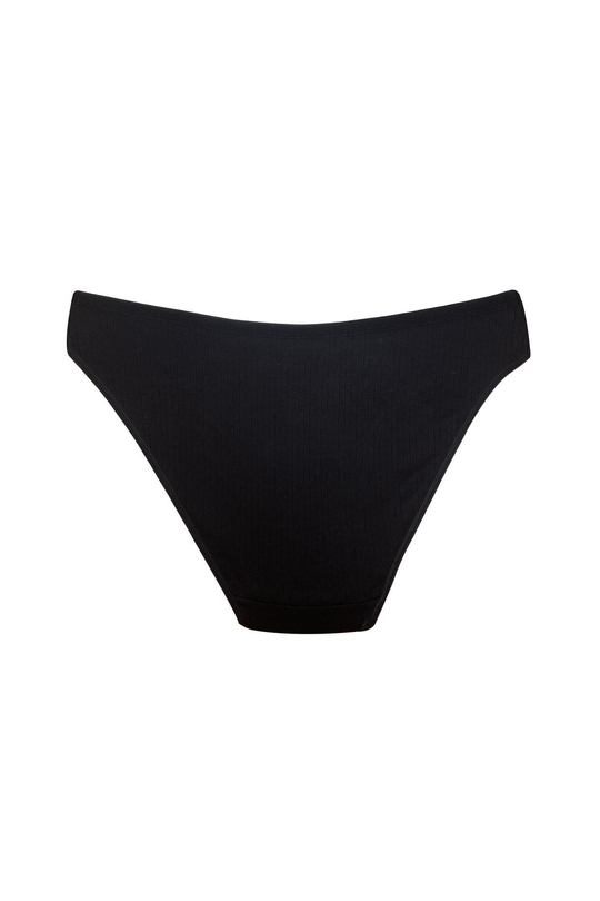 3lü Pamuklu Ribana Slip Külot | Siyah 0300
