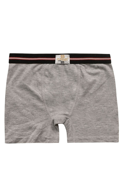 Erkek Çocuk  Pamuklu Esnek Yumuşak Boxer Şort | Gri Melanj K0711
