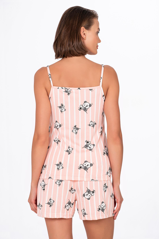 Kadın Panda Desenli İp Askılı Şortlu Pijama Takımı