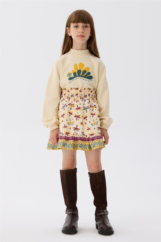 Tyess Kız Çocuk Desenli Etek