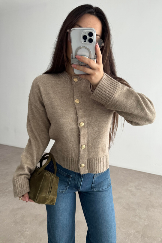 Asos Orj. Bej Yünlü Gold Düğmeli Hırka 