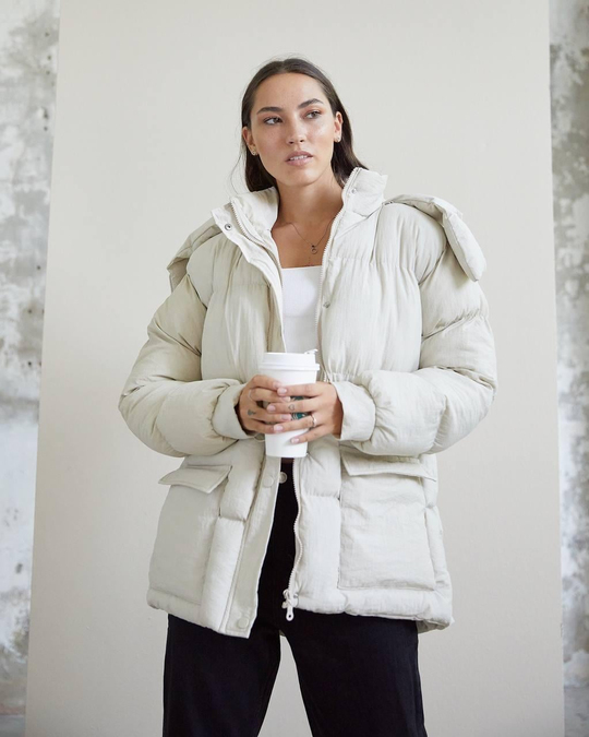 Premium Ekru Şişme Mont