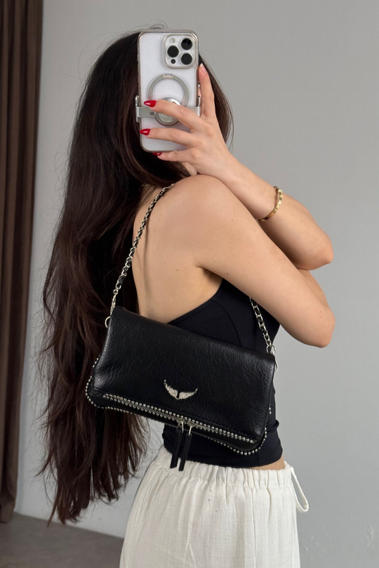 Zadig & Voltaıre Taşlı Siyah Cüzdan Çanta