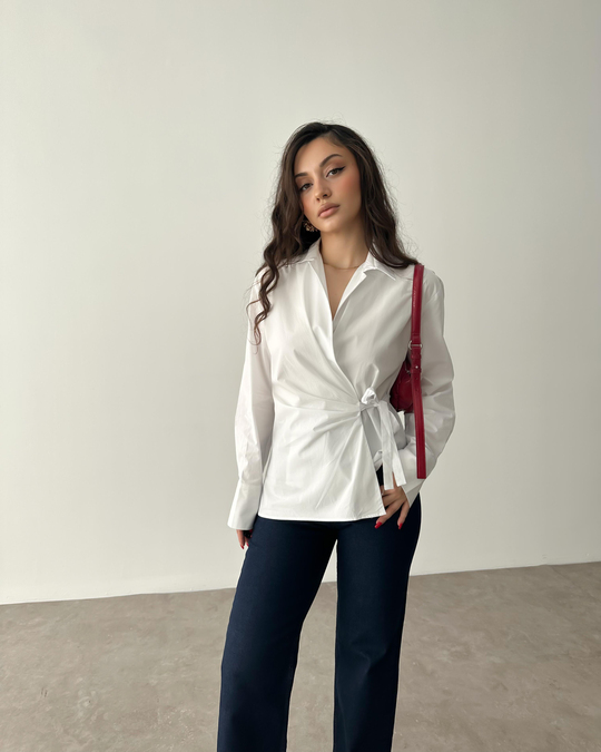 ZRA Orj. Yan Bağlama Detaylı Gömlek