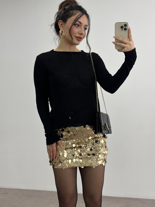 ZRA Orj. Pullu Etek Gold