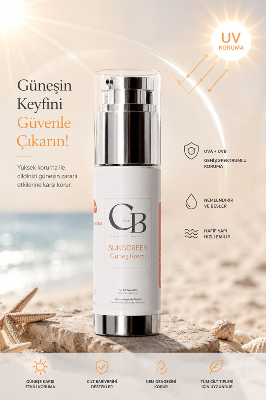 CforB Yüksek Koruma ve Nemlendirici Etkili Su Bazlı Güneş Koruyucu Krem SPF 50, 50 ml