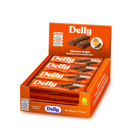 Çikolata Kaplı Bademli & Portakallı Meyveli Bar 12 Adet X 35 g