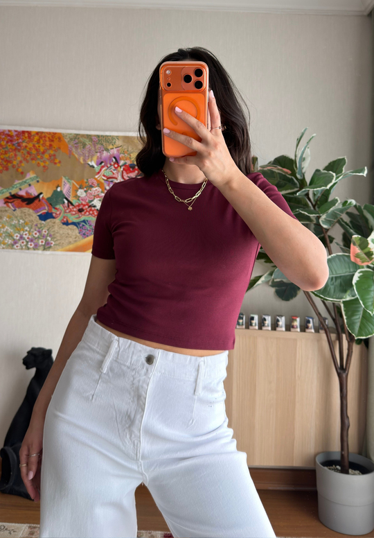 Yoko Basic Fit T-Shirt Bordo
