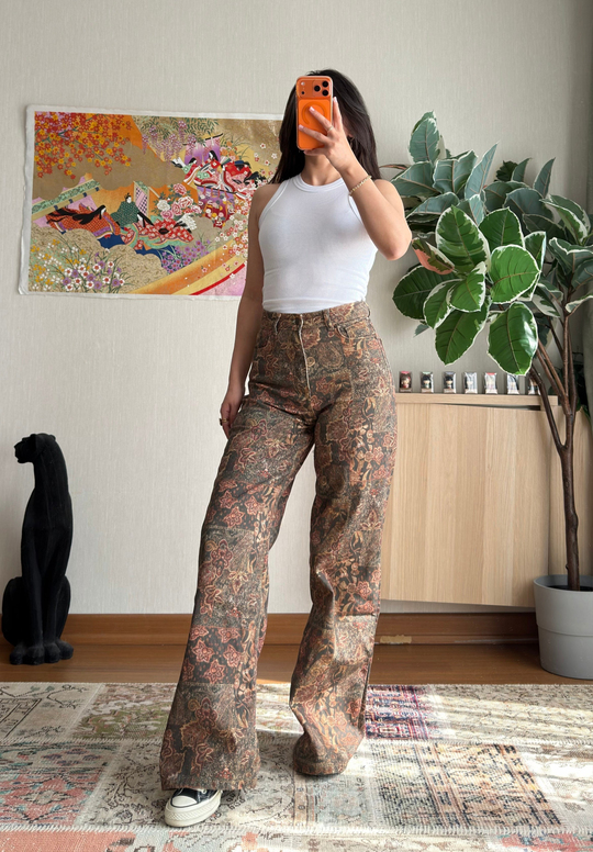 Yoshie Desenli Jean Kahve