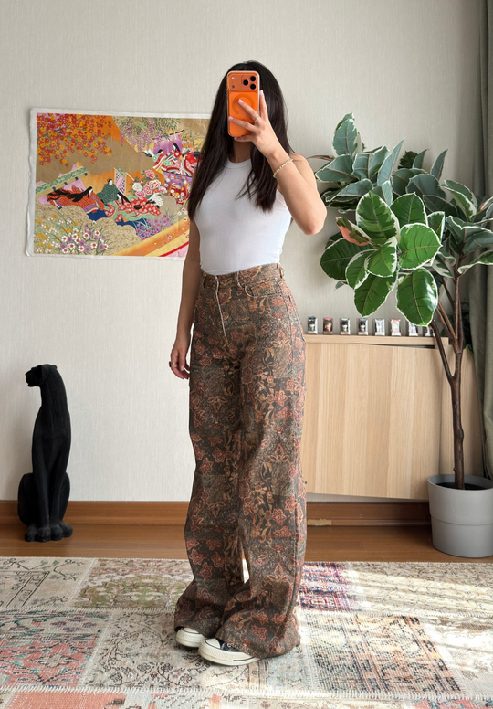 Yoshie Desenli Jean Kahve