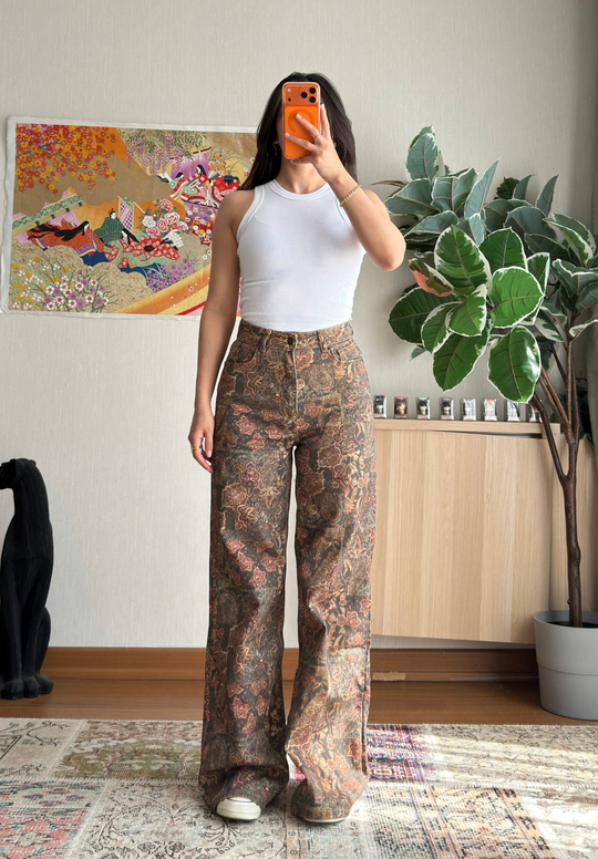 Yoshie Desenli Jean Kahve