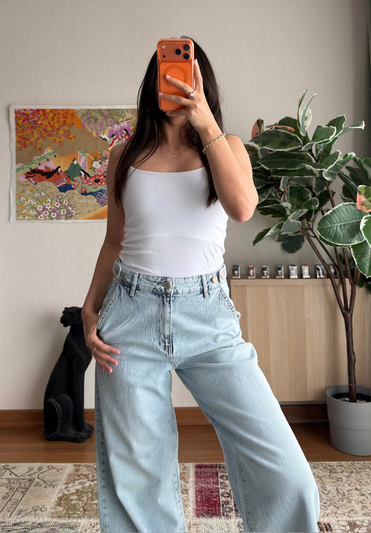 Yui Apoletli Geniş Paça Jean 