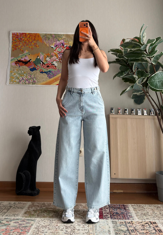 Yui Apoletli Geniş Paça Jean 