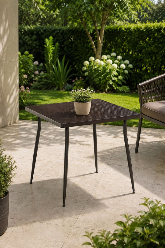 Alezy Carmen Rattan 80x80 Siyah Ayaklı Masa 