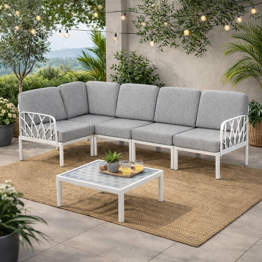 Novussi Garda Minderli 6 Kişilik Modüler L Koltuk + Orta Sehpa | ID6027