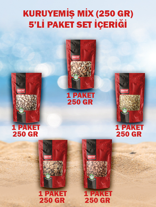  Kuruyemiş Mix 250 gr 5li paket seti 