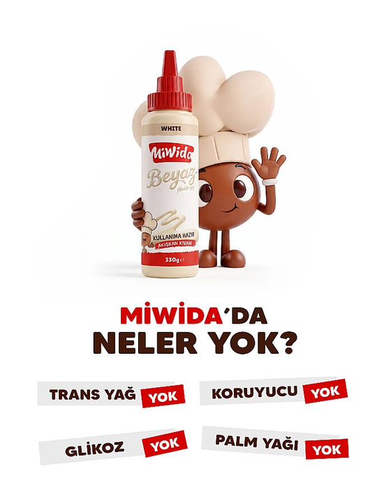 Miwida Beyaz Çikolata Sos - Pratik Waffle, Pankek, Krep, Kruvasan ve Tatlı Sosu 330 gr