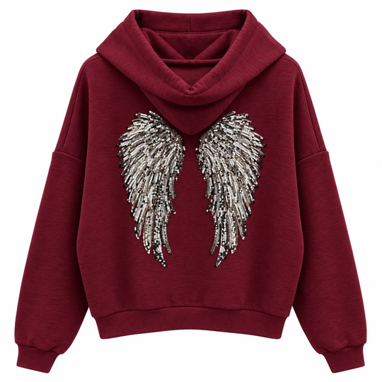 Angel Bordo Arkası Pul Baskılı Sweat