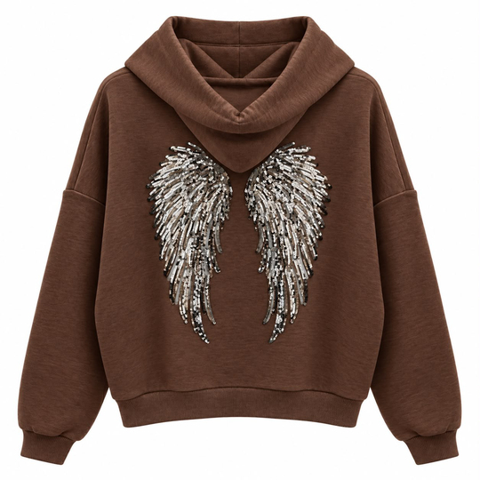 Angel Kahve Arkası Pul Baskılı Sweat