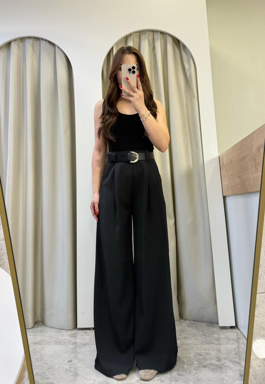 Blush Siyah Pantolonlu Kemerli Tulum