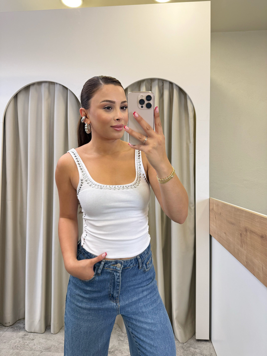 Jazzy Beyaz Zımbalı Fitilli Atlet