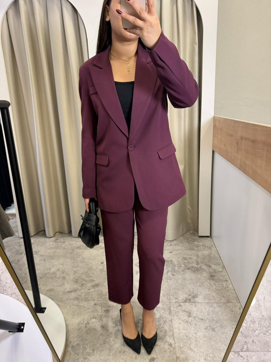 Quzu Boy Fit Blazer Takım-MÜRDÜM
