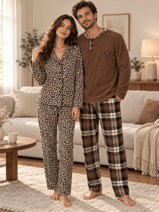 Coffe Love Günlük Rahat Sevgili Çift Uzun Kollu Pijama Takımı (2li Set)