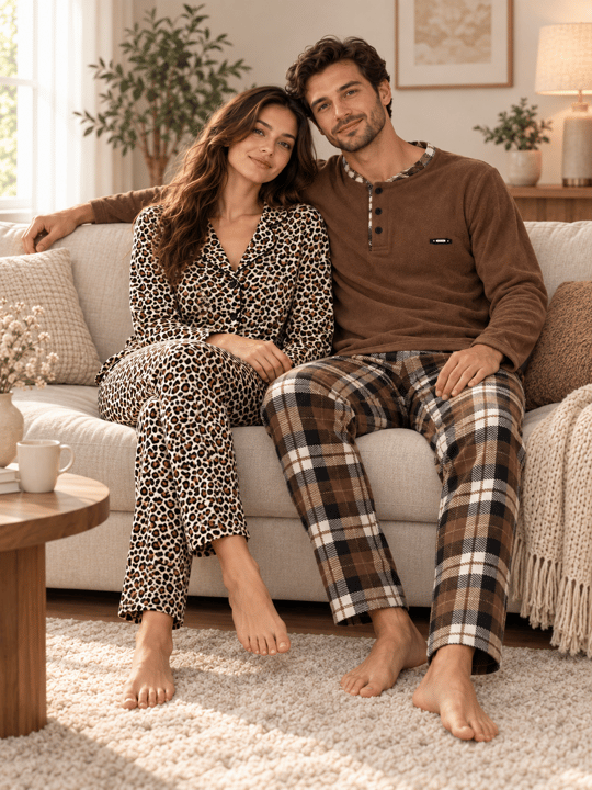 Coffe Love Günlük Rahat Sevgili Çift Uzun Kollu Pijama Takımı (2li Set)
