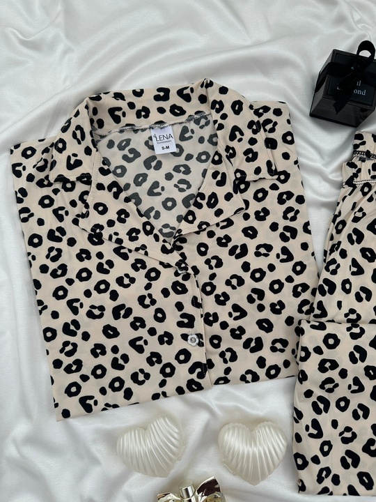 Leopar Kısa Kollu Milan Pijama Takımı