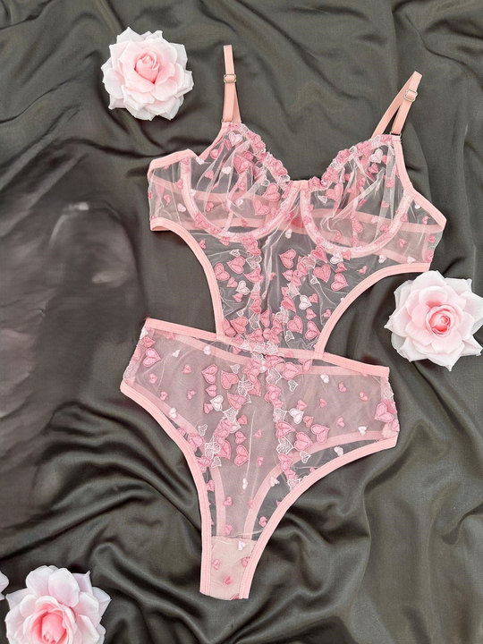 Pembe Kalp Bodysüit 