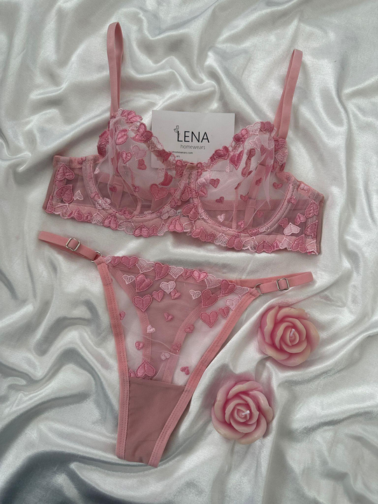 Pembe Love bralet Takım