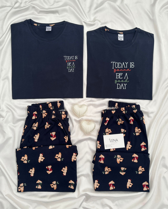 Tatlı Bear Çift Pijama Seti