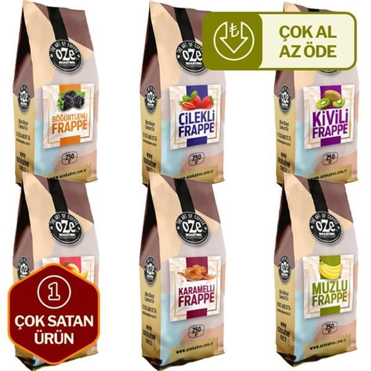 Frappe Tanışma Seti 6 x 250 g (Kivi, Muz, Böğürtlen, Karamel, Çilek, Mango)